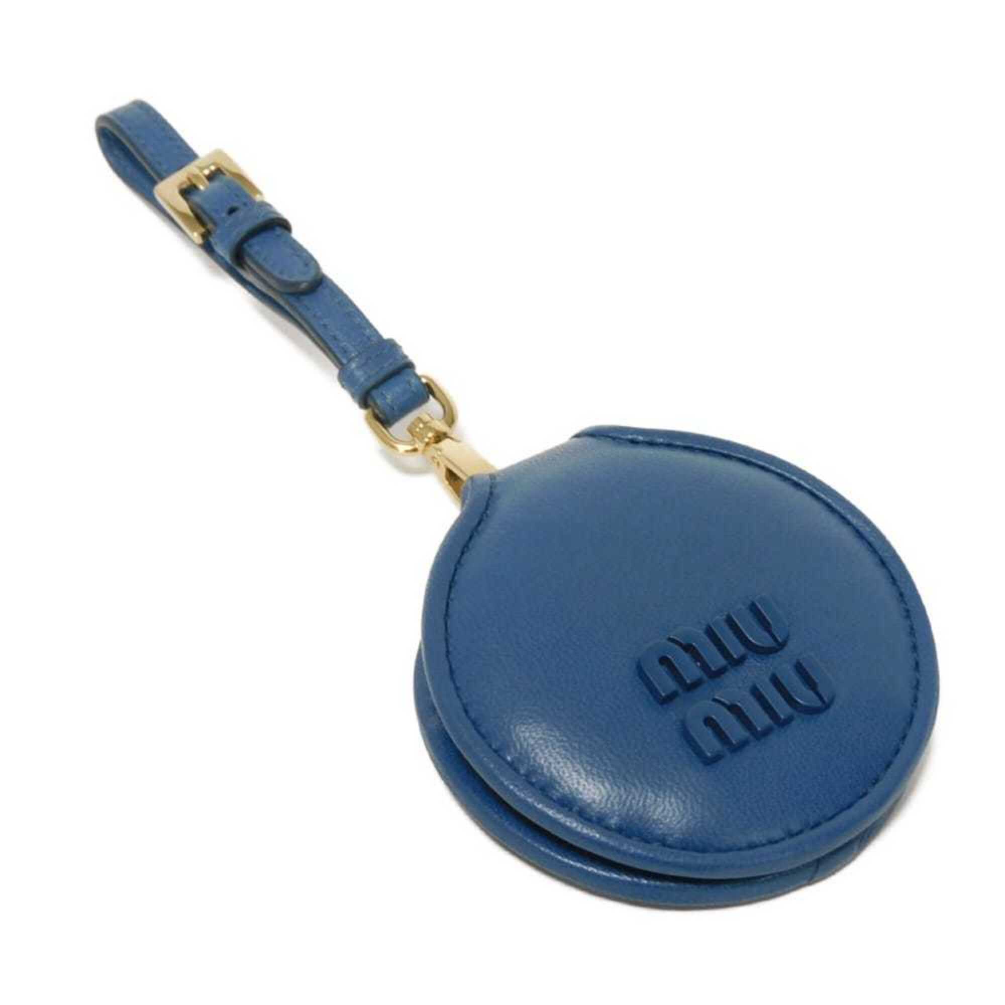Miu Miu Miu Keychain Padded Nappa Mirror Charm Strap Lambskin Blue Cobalt 5tl...